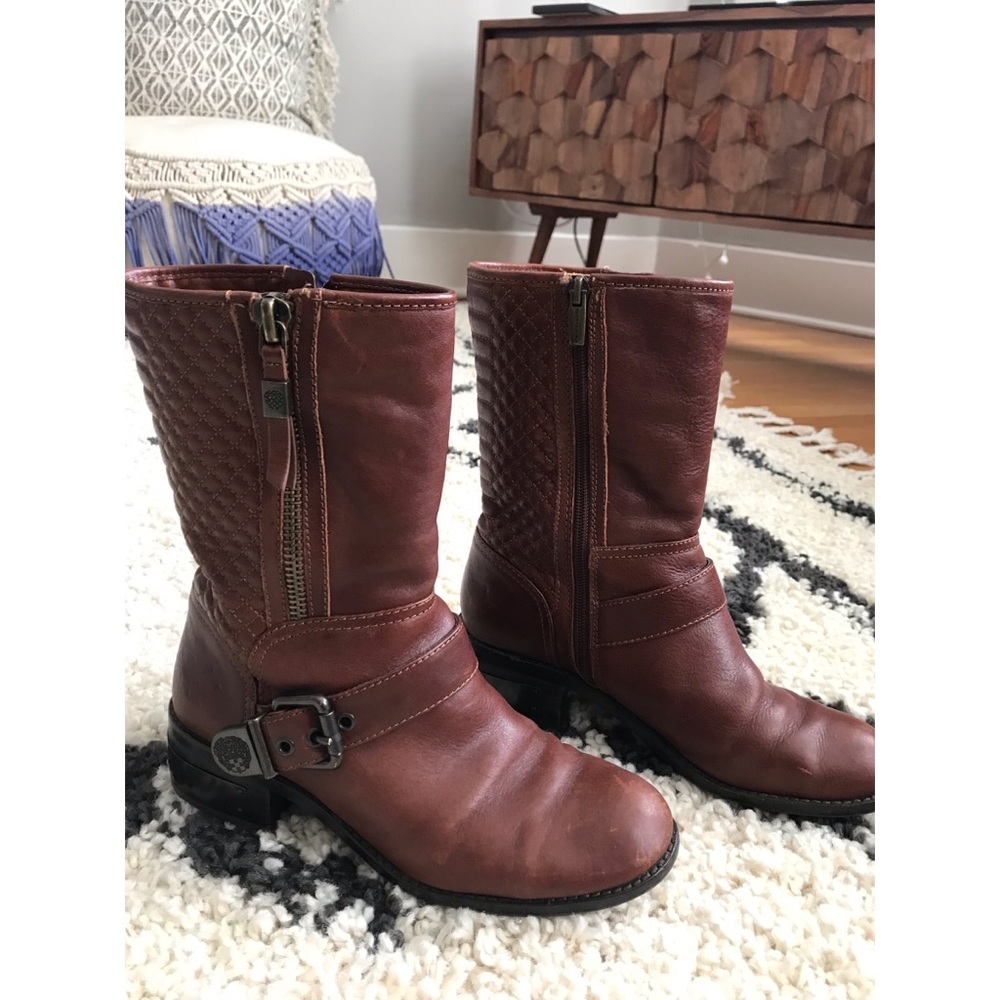 Vince Camuto Calf Booties- Cognac-Genuine Leather